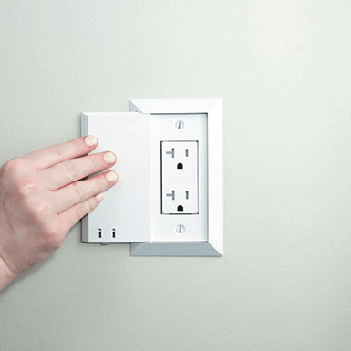 Socket Shield locks out shock by covering the entire outlet and locking in place until you need to access the outlet.