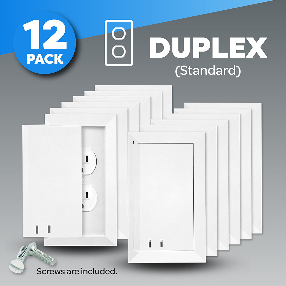 12 Pack Sliding and Locking Outlet Cover (White) - Duplex Standard
