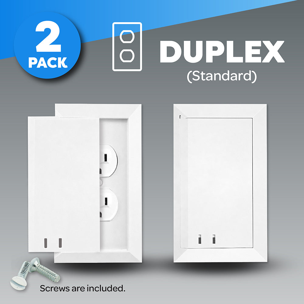 2 Pack Sliding and Locking Outlet Cover (White) - Duplex Standard