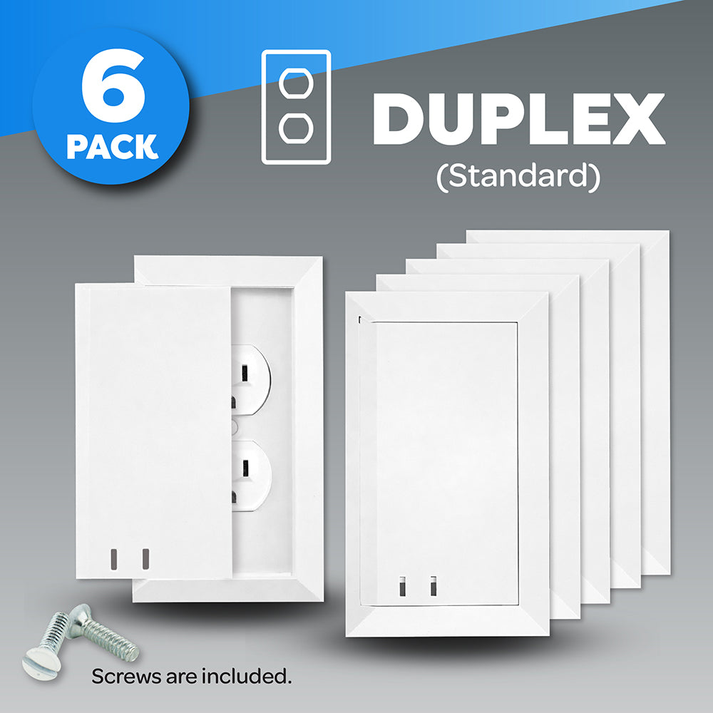6 Pack Sliding and Locking Outlet Cover (White) - Duplex Standard