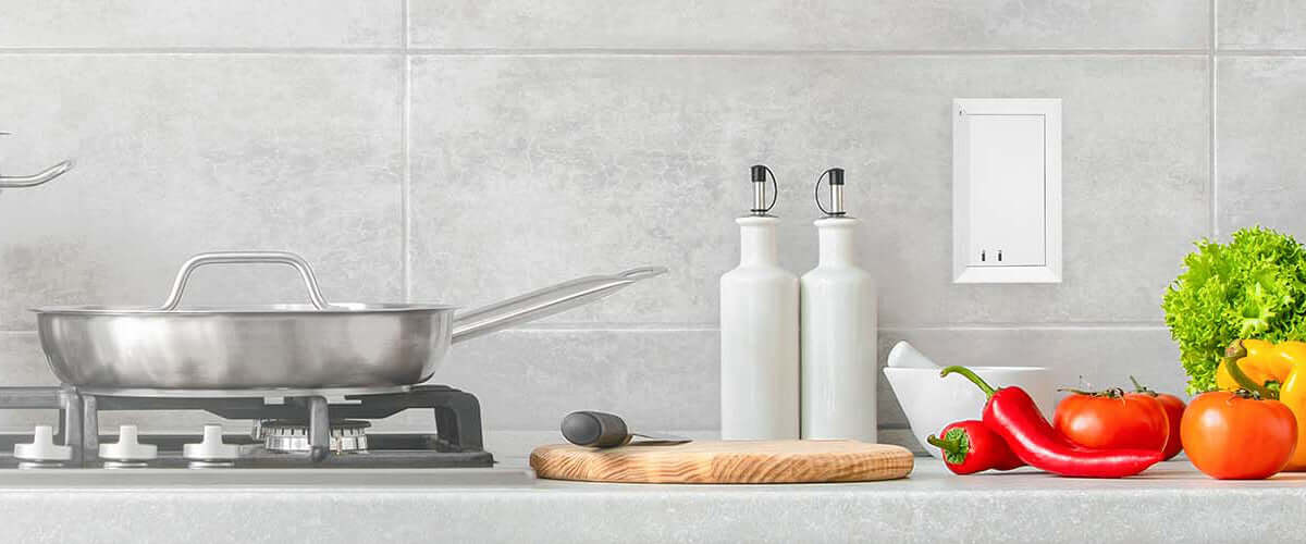 Socket Shield Outlet Cover Looks Sleek in a Kitchen